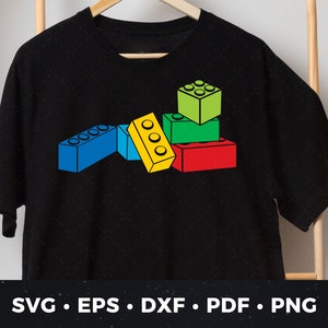 Customizable Building Block SVG | DIY Toy Brick Shirt Design | Kids&#39; Toy Block Cut File | Brick Building Printable | Stacked Bricks Clipart