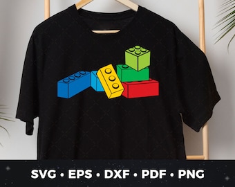 Customizable Building Block SVG | DIY Toy Brick Shirt Design | Kids' Toy Block Cut File | Brick Building Printable | Stacked Bricks Clipart