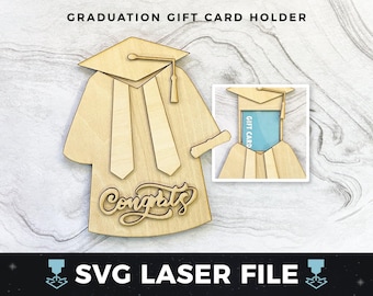 Graduation Gift Card Holder svg, DIY Wood Graduation Gift Card Holder, Grad | Laser Wood Gift Card Holder SVG, Laser Ready Cut File svg, PDF