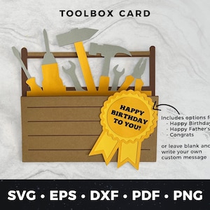 Tool Birthday Card Template, Father's Day Tool box Card, Tool box Birthday Card, Birthday Card Download, DIY Tool Box Card, Tool box svg
