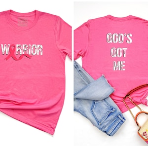 T-shirt Warrior Gods Got Me, chemise contre le cancer du sein, chemise à ruban rose, cadeau de survivant du cancer du sein, équipe de soutien contre le cancer, chemise de sensibilisation au cancer