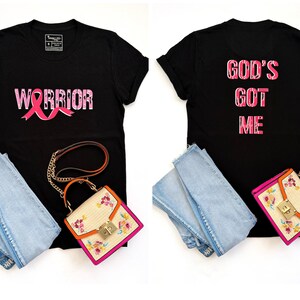 T-shirt Warrior Gods Got Me, chemise personnalisée contre le cancer du sein, chemise à ruban rose, cadeau de survivant du cancer, équipe de soutien contre le cancer, chemise de sensibilisation au cancer