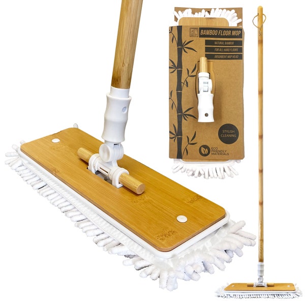 Bamboo Floor Mop Microfibre Cleaning Mop with Machine Washable Pads