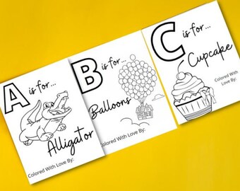 Il primo libro dell'alfabeto per il bambino - Attività da colorare per il baby shower - Regalo e attività per il baby shower in uno - Libro dell'alfabeto