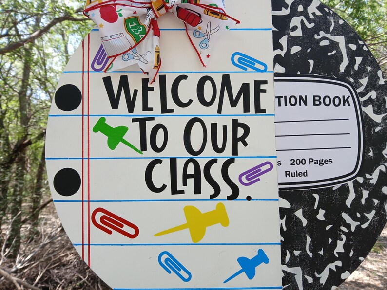 Teacher Composition Book Door Sign | Personalized Welcome Sign for ...