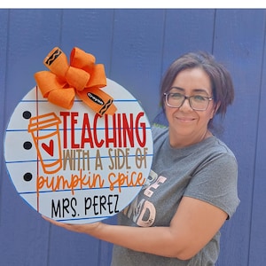 Front Door Decor | Teacher Door Fall Hanger | Teacher Classroom Fall Sign | Teacher Door Wreath       Pumpkin decor | office Door sign
