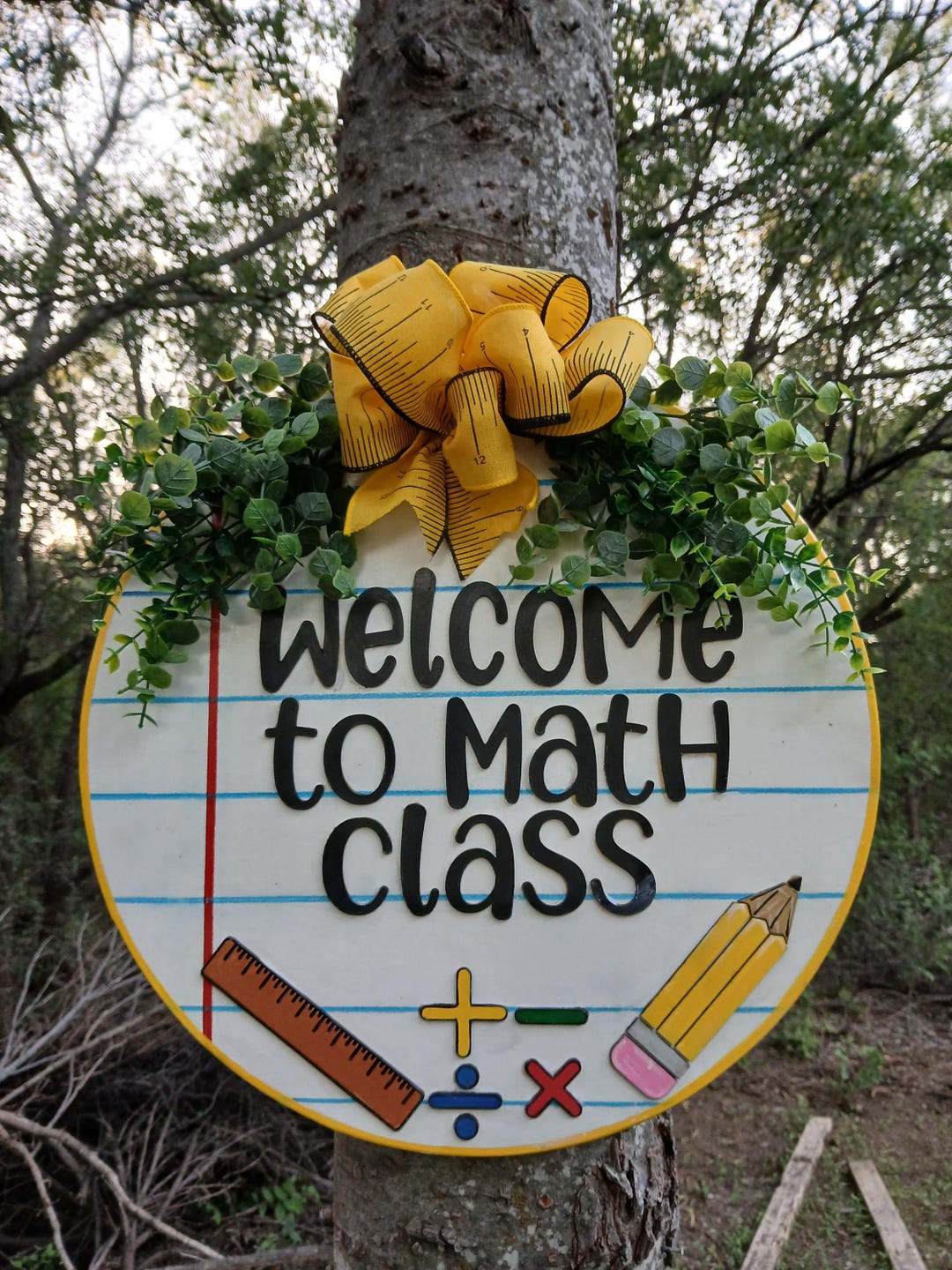Math Teacher Sign | Mathematics Sign | Book Page Wreath | Back to ...