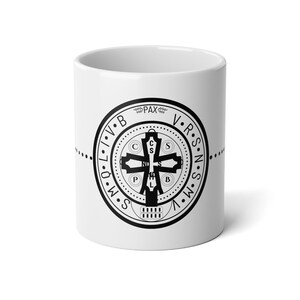 St Benedict Medal Catholic Jumbo Mug, 20oz, Christian Coffee Cup, Religious Drinkware, Large Tea Mug