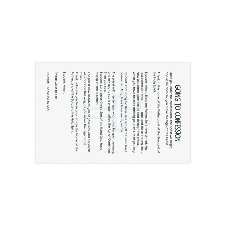 Confession Cards, First Confession Cards, First Confession, Rite of ...