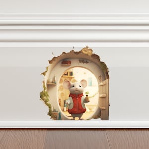 Mouse Hole Wall Decal Mouse Hole 3D Wall Stickers Adorable Mouse House 3D Wall Decals Wall Stickers Mouse Hole Decal Mouse Stickers