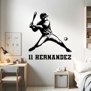 Baseball Wall Stickers Personalized Baseball Decals for Boys Room Sports Wall Decals Custom Baseball Name Wall Decal