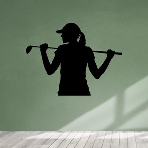 Golf Girl Wall Decal Silhouette Woman Golfer Player Club Stickers Mural and Stick Sport Vinyl Wall Decals