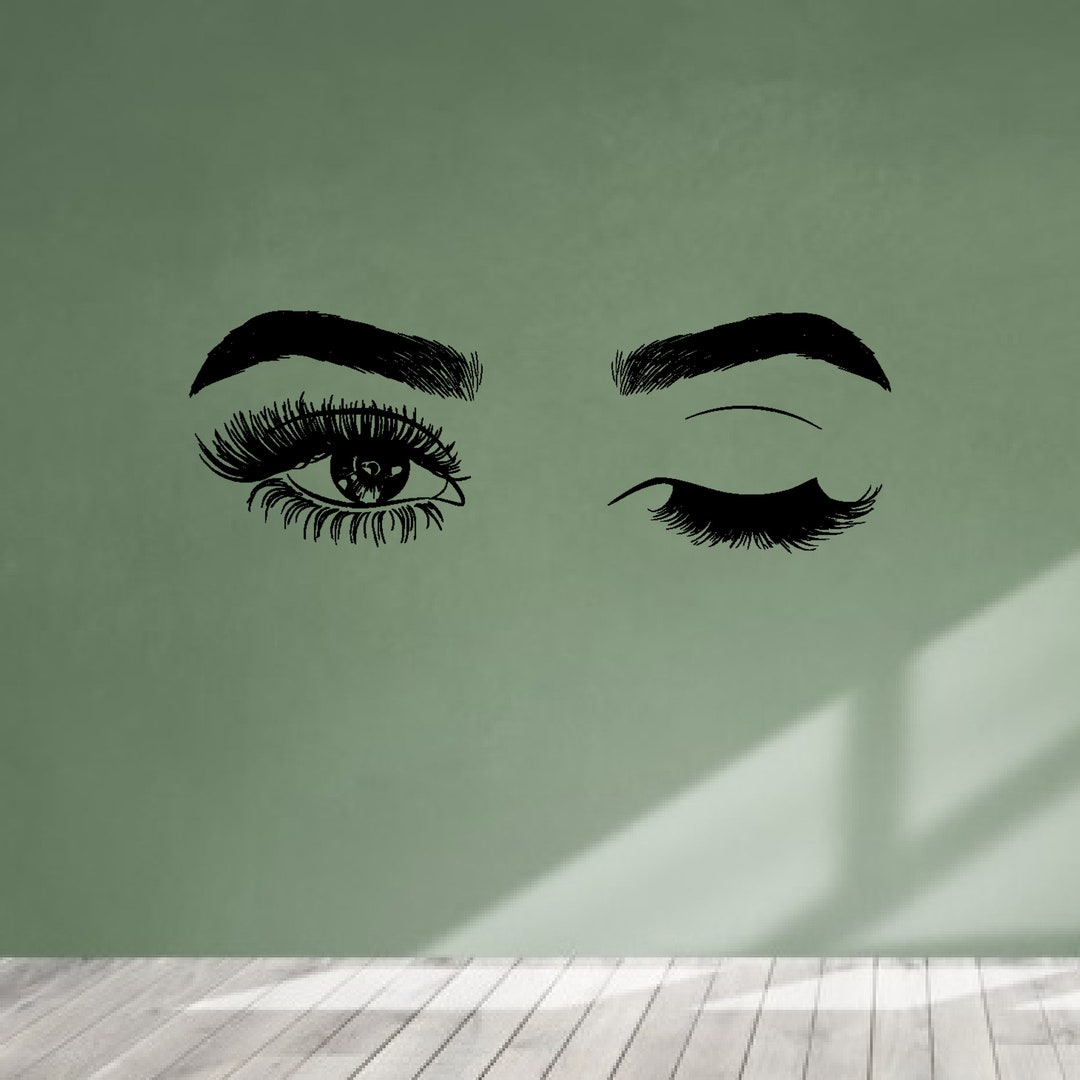 Eyelashes Eyes Wall Decal Beauty Wall Mural Art Decor Sticker Make up ...