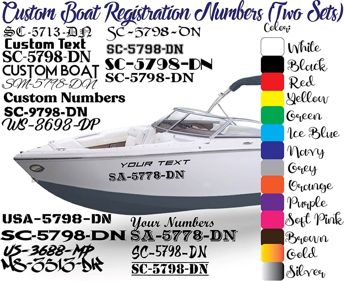 Custom Boating Numbers Custom Made Boat Registration Numbers - Personalized Design Your Own ...
