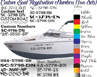 Custom Made Boat Registration Numbers - Personalized Design Your Own Name - Custom Boat Registration Numbers (Two Sets)-Marine Vinyl Sticker