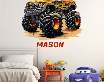 Monster Truck Wall Decals Colored Monster Trucks Wall Stickers Grave Digger Monster Truck Wall Decal Monster Jam Wall Decals for Kids