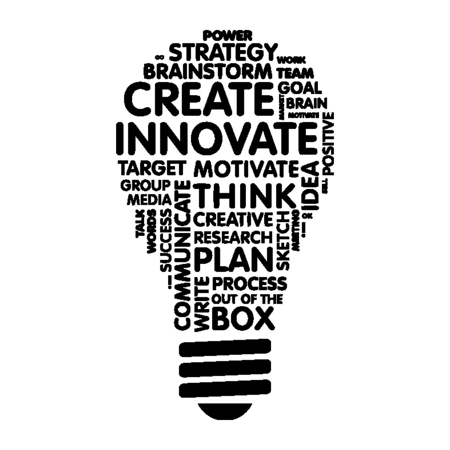 Lightbulb Word Cloud Vinyl Wall Decal Inspirational Words Business ...