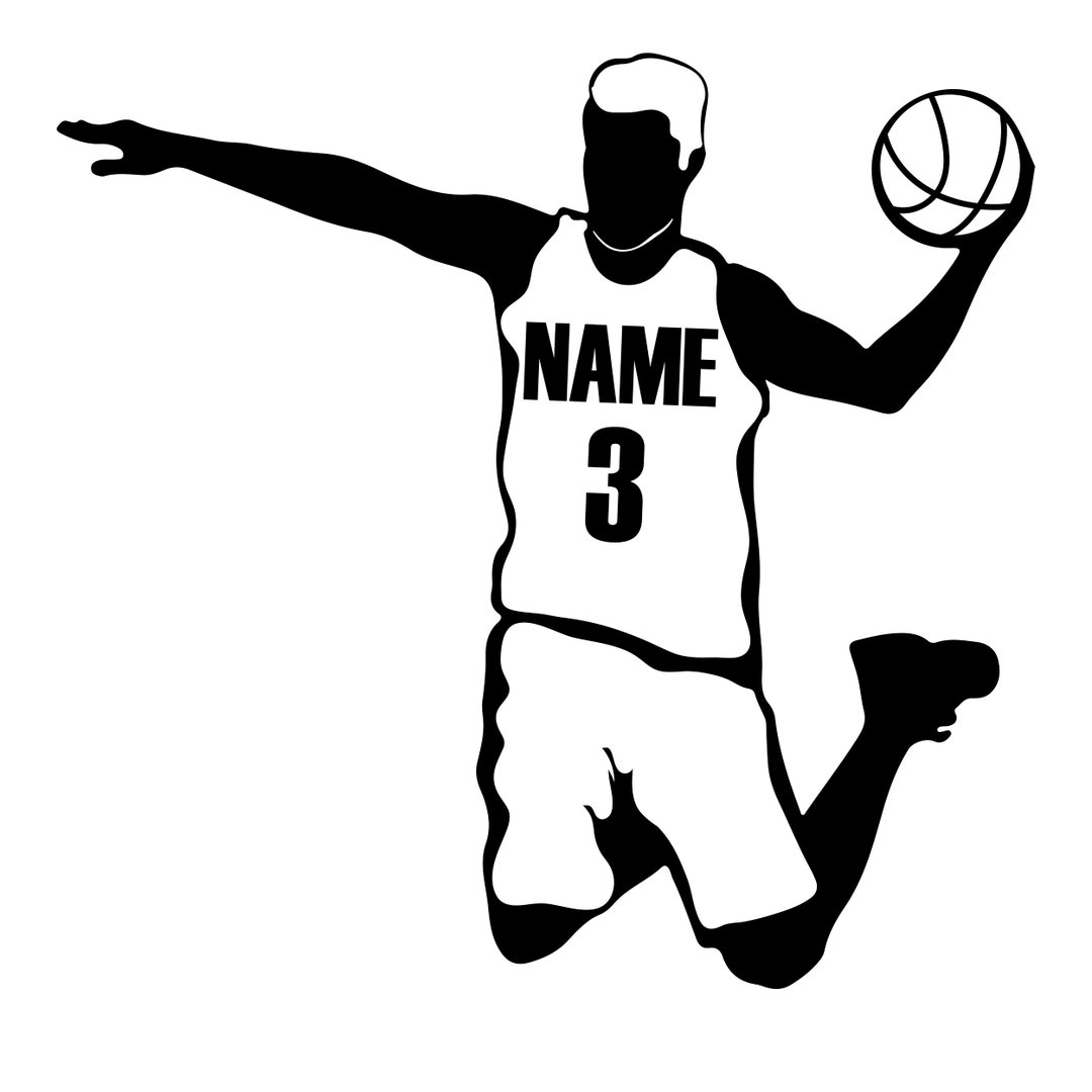 Player Basketball Name Decal With Individual Number Player of