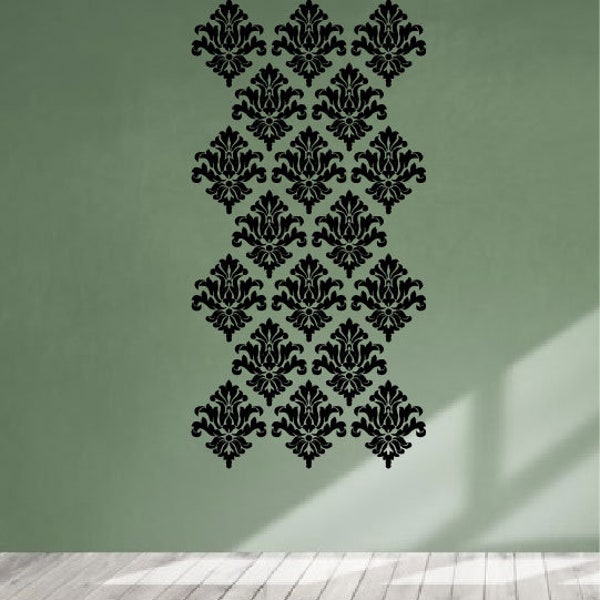 Damask set of 18 vinyl wall decal self adhesive wall pattern stickers Large Size Home Living room Badroom Wall Art Decor