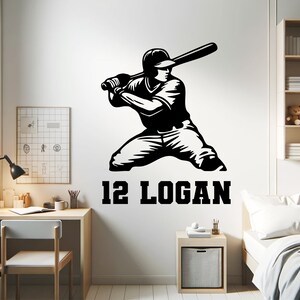 Personalized Baseball Wall Decal Personalized Sports Decals for Boys Room Custom Name Baseball Decals Baseball Player Wall Mural