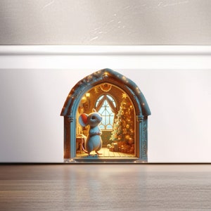 3d Mouse Christmas Wall Decor Mouse Decals Mouse Hole Christmas Stair Decals Mouse Sticker Mouse Hole Wall Sticker