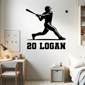 Baseball Wall Stickers Personalized Baseball Decals for Boys Room Personalized Baseball Player Wall Decal Custom Baseball Sticker