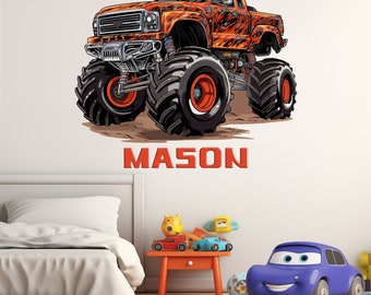 Monster Truck Decals for Boys Room Colored Monster Truck Room Decor for Boys Large Monster Truck Stickers Monster Jam Wall Stickers