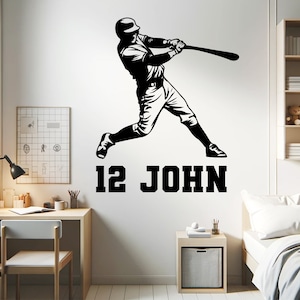 Personalized Baseball Wall Stickers Personalized Baseball Decals for Boys Room Sports Wall Decals Custom Baseball Name Wall Decal