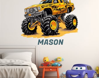 Monster Truck stickers voor muur Monster Truck vinyl sticker Kleurrijke Monster Truck muur sticker Grote Monster Truck muurstickers