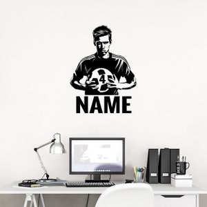 壁用サッカーデカール - パーソナライズされたカスタムサッカー選手壁用デカール - ビニール製デカールサッカー選手壁用アート - サッカー壁用デカール