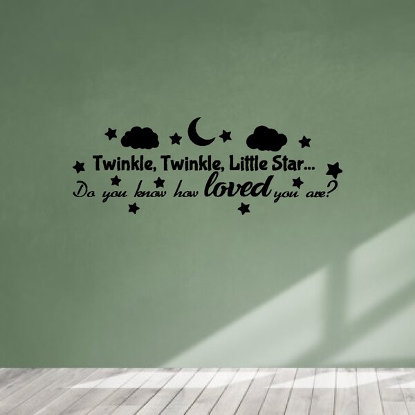 Twinkle Twinkle Little Star Wall Decal Quote Vinyl Sticker Lullaby Saying Cloud Decorations for Famaly Home Nursery Kids Baby Room Decor