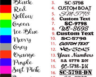 Boat Registration Numbers - 2 Pack - Custom State Registration Stickers - Vinyl Boat Decal Graphics Pair Registration Numbers