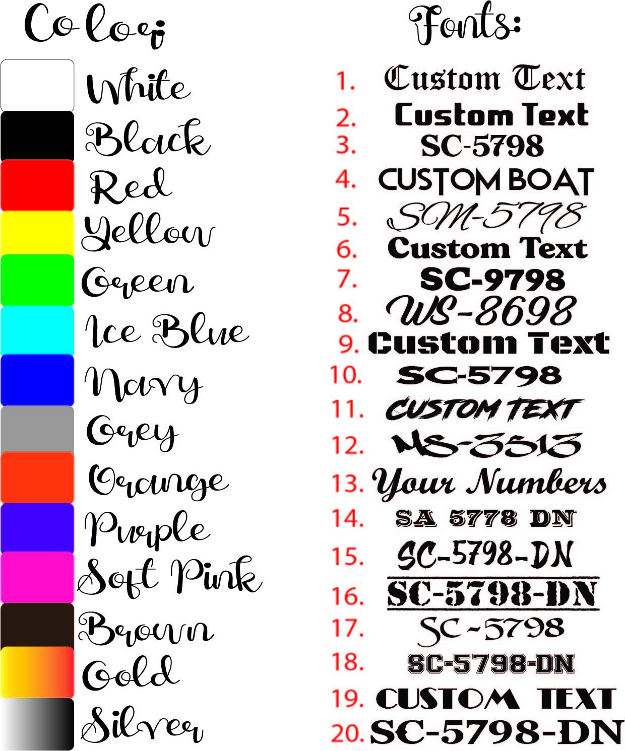 Boat Registration Numbers 2 Pack Custom State Registration Stickers