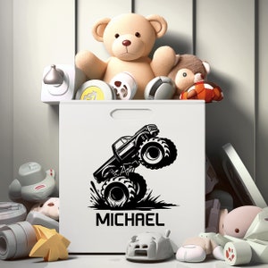 Monster Truck Stickers Monster Truck Room Decor for Boys Monster Truck Wall Decals with Personalized Name Name Decals for Walls with Monster