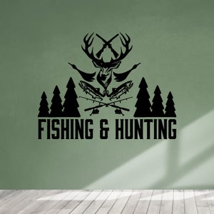 Fishing Hunting Shop - Hunter Fisherman Wall Decal Large Vinyl Stickers