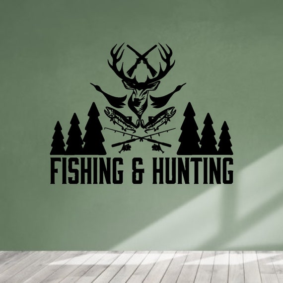 Fishing Hunting Shop Hunter Fisherman Wall Decal Large Vinyl Stickers 