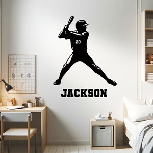 Customized Baseball Player Decals Baseball Wall Stickers Personalized Decals for Boys Room, Sports Wall Mural Baseball Decals for Boys