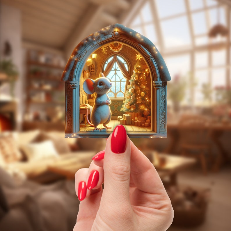 3d Mouse Christmas Wall Decor Mouse Decals Mouse Hole Etsy