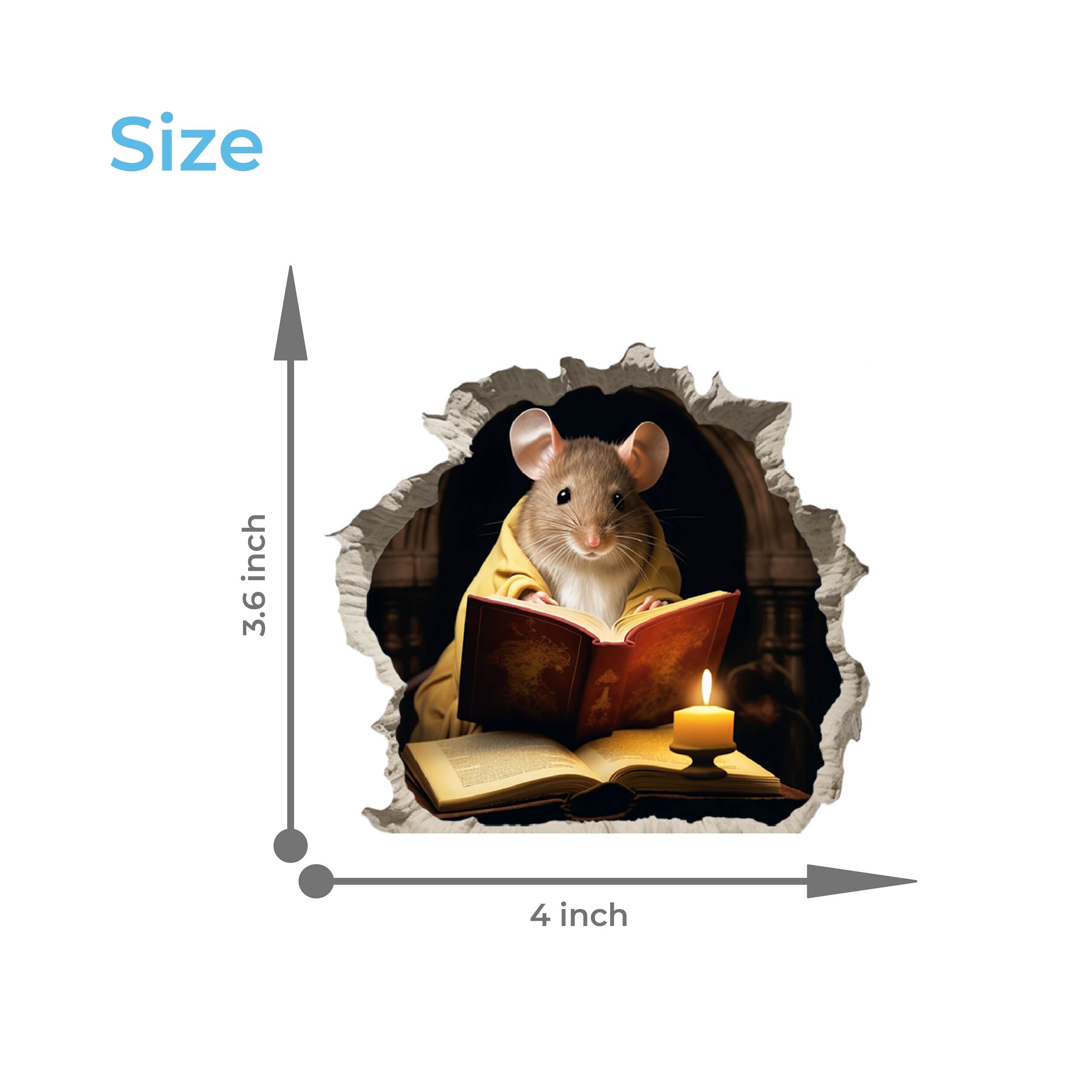 Generic Mouse Reading Book 3D Wall Decals, Peel & Stick Wall Murals, Ideal For Kids...