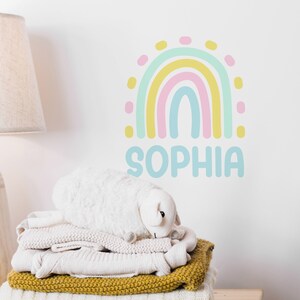 Boho Rainbow Wall Stickers with Custom Name - Cute and Colorful Decals for Boho Nursery - Rainbow Boho Decor for Kids
