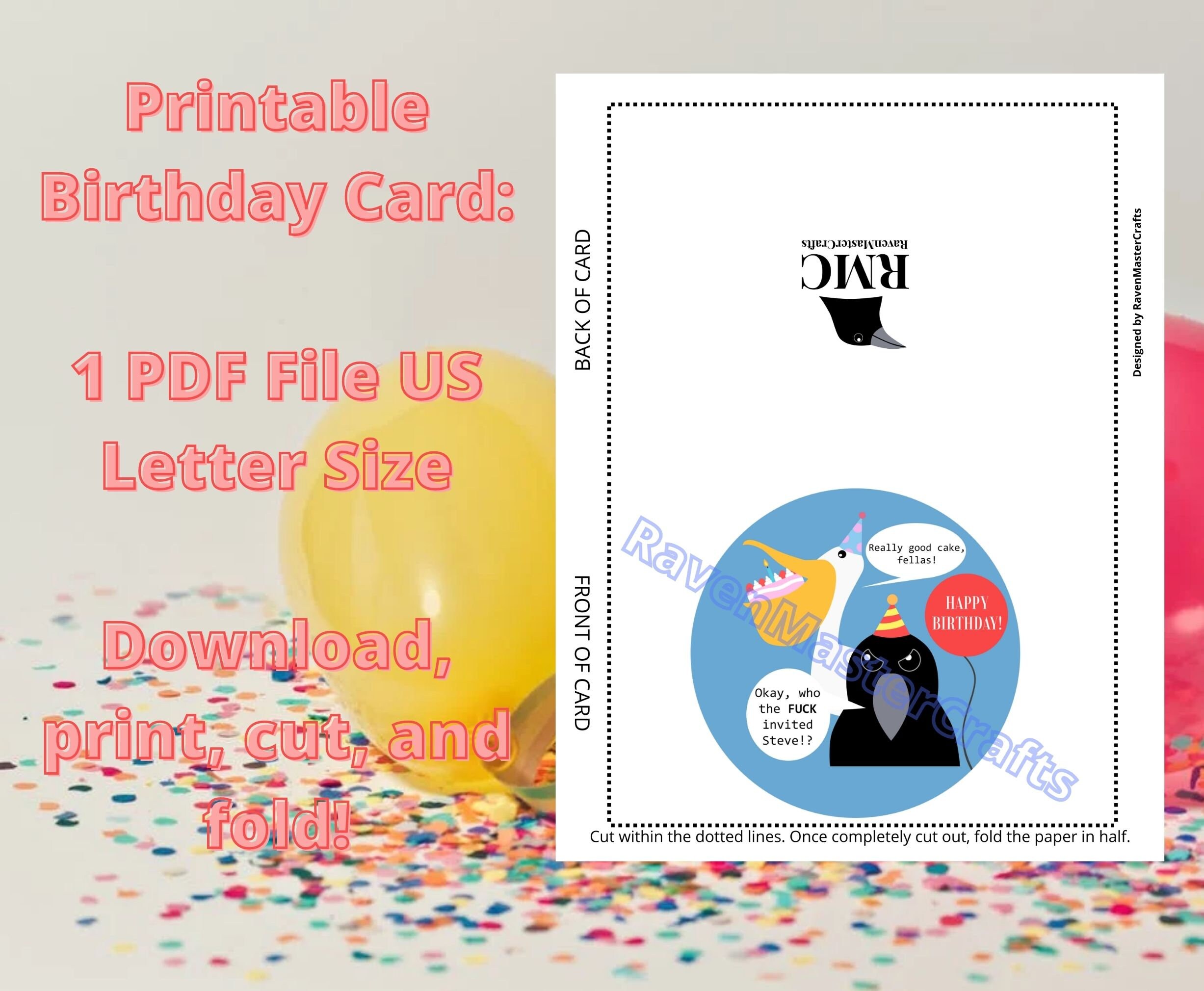 Printable Funny Birthday Card Birthday Greeting Card Funny Bird Card ...