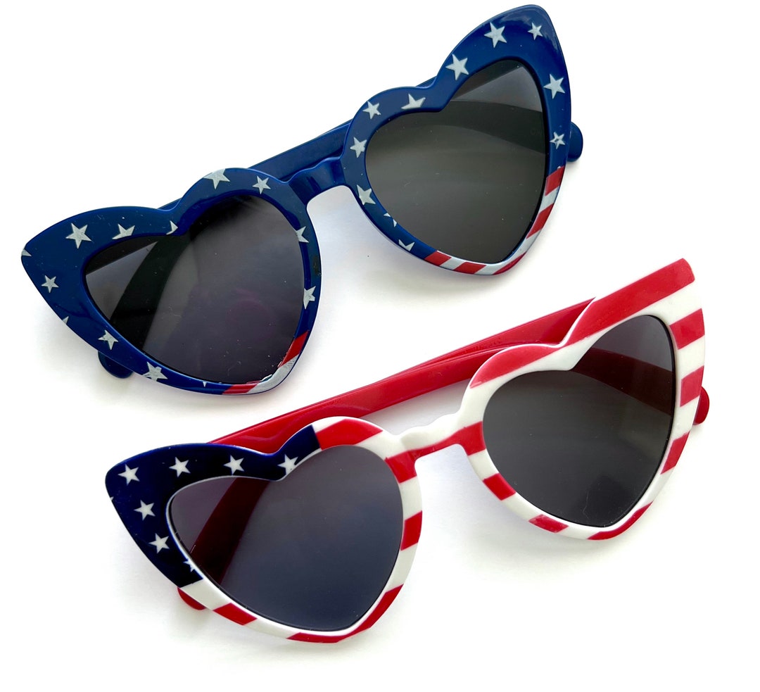 OWL American Flag Rimless Sunglasses – Retro Style – 100% UV Protection