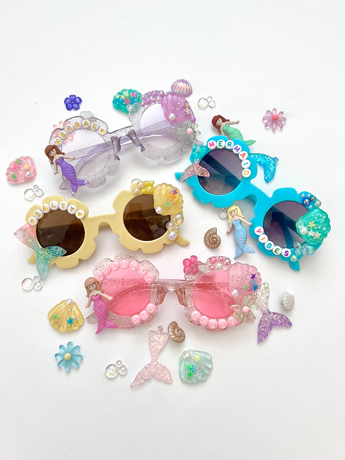 Mermaid Sunglasses Birthday Girl Sunglasses Custom Etsy