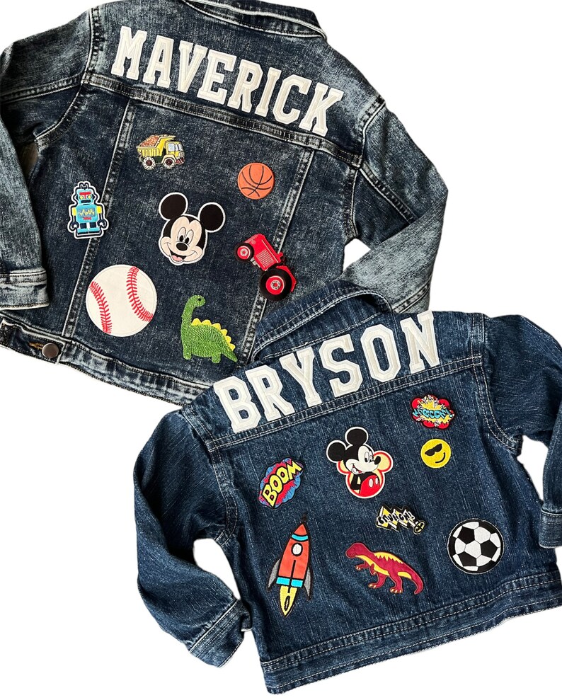 Boys Letter Patch Jean Jacket Name Patch Jacket Toddler Etsy