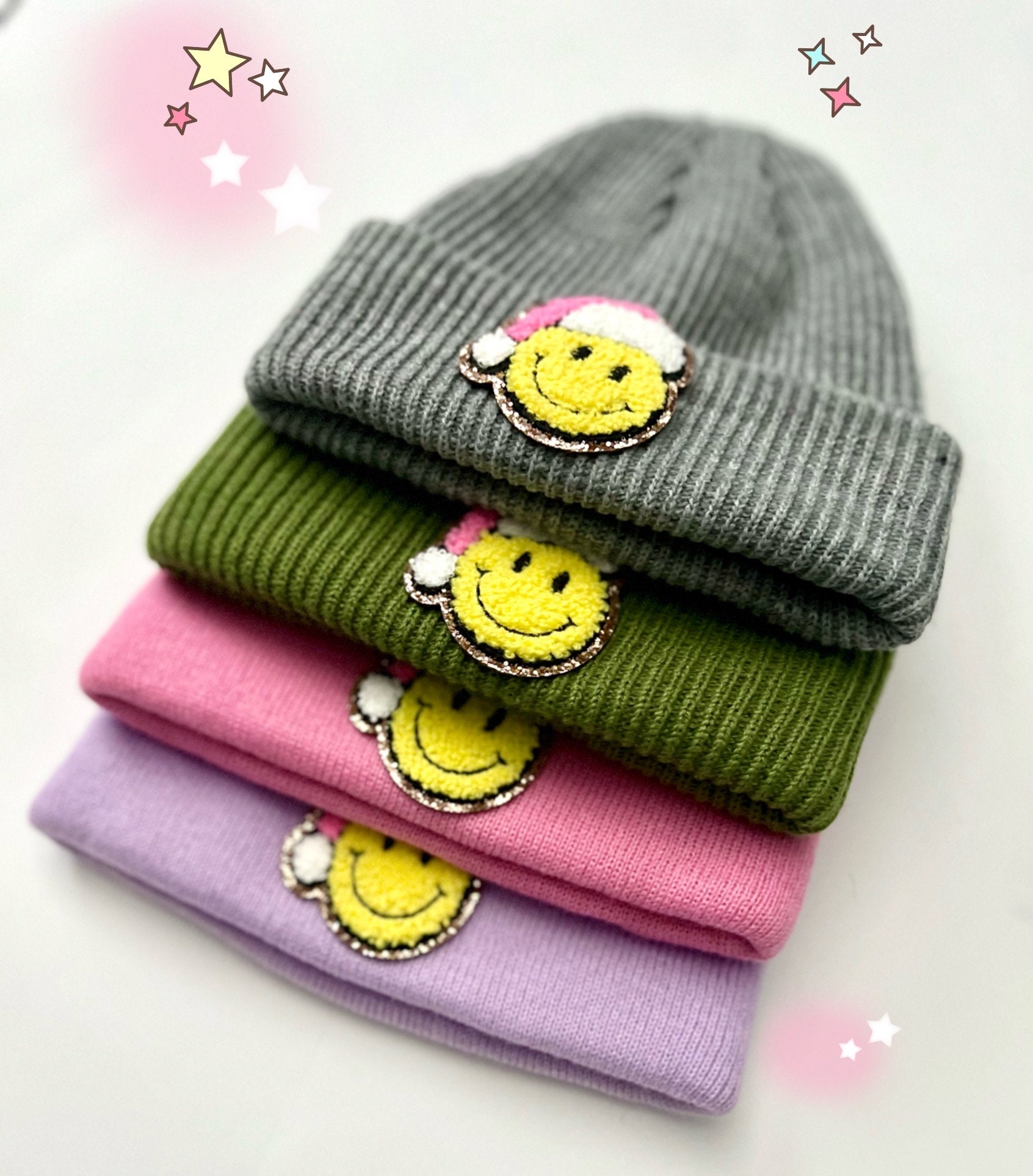 Smiley Face Patch Beanie - Etsy