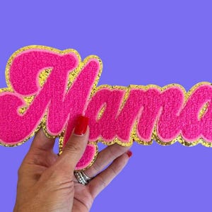Mama Patch, Chenille patch, iron on patch, Mama iron on patch, Chenille patches, pink patches Personalized patch, Mom gift, pink chenille pa