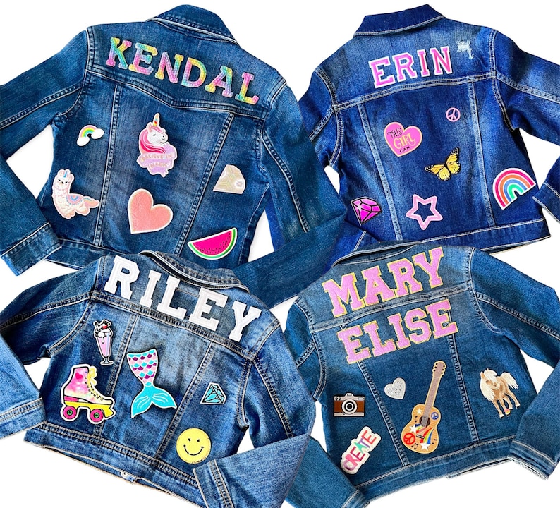 Girls Pink Letter Patch Jean Jacket Name Patch Jacket Etsy