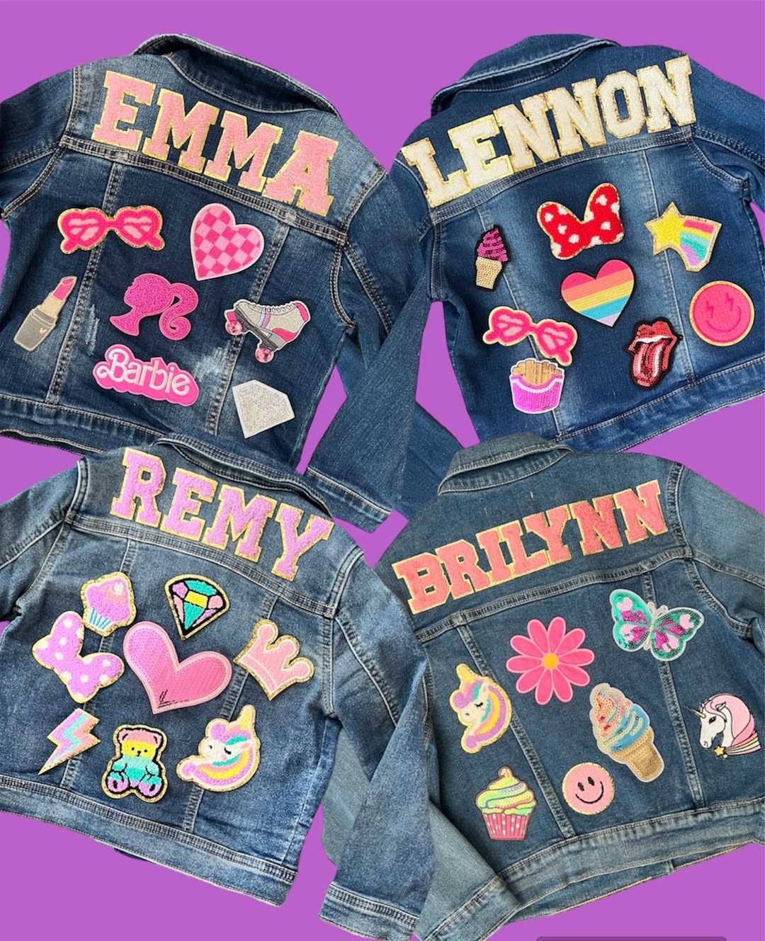 Girls Pink Letter Patch Jean Jacket Name Patch Jacket Toddler Girls Custom Jean Jacket