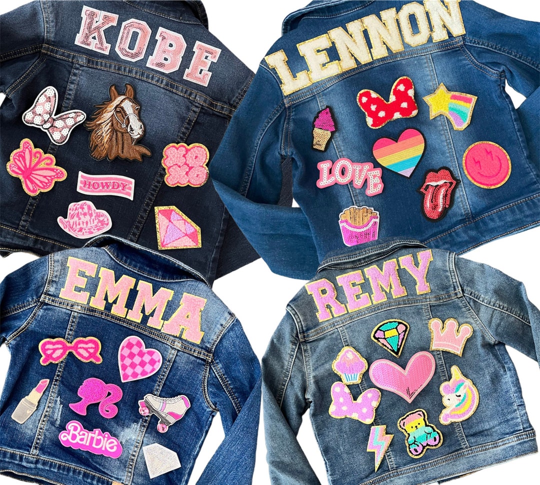 Girls Pink Letter Patch Jean Jacket Name Patch Jacket Etsy girls-pink-letter-patch-jean-jacket-name-patch-jacket-etsy