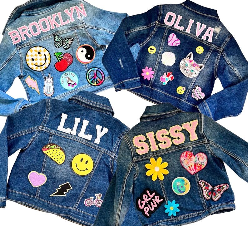 Girls Pink Letter Patch Jean Jacket Name Patch Jacket Etsy
